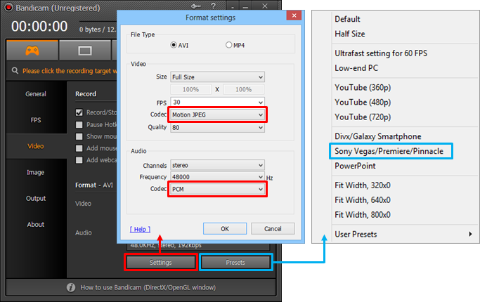 xvid mp4 format codec sony vegas