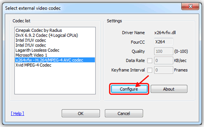 bandicam external codec setting for recording