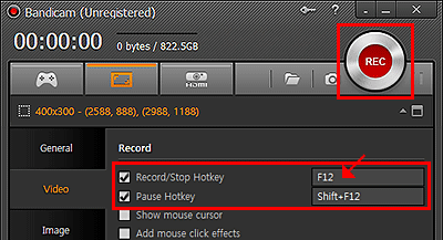 f8 key to pause/resume the recording gameplay