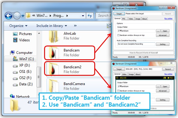 copy and paste the Bandicam folder