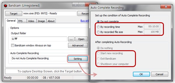 Auto complete game recording